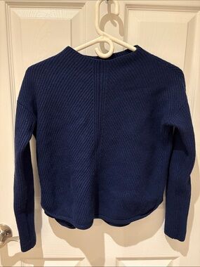Babaton Navy Ribbed Crewneck Sweater
